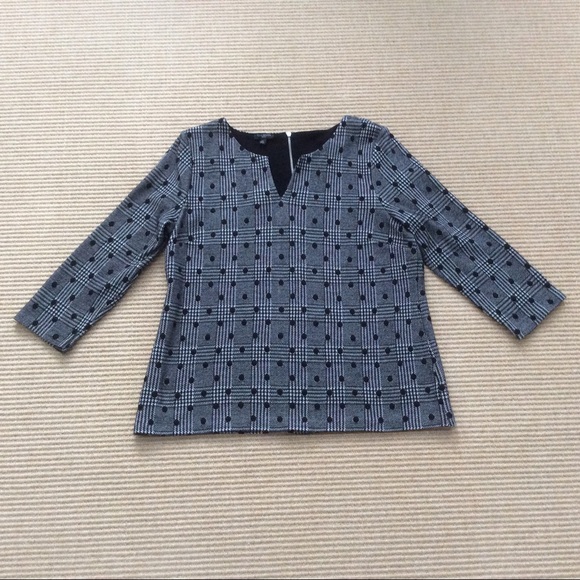 Talbots Black & White Plaid Top w/ Polka Dots - LP - Picture 3 of 11